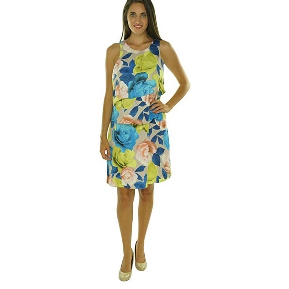 Jessica Simpson Floral Tiered Popover Dres… - Picture 1 of 8